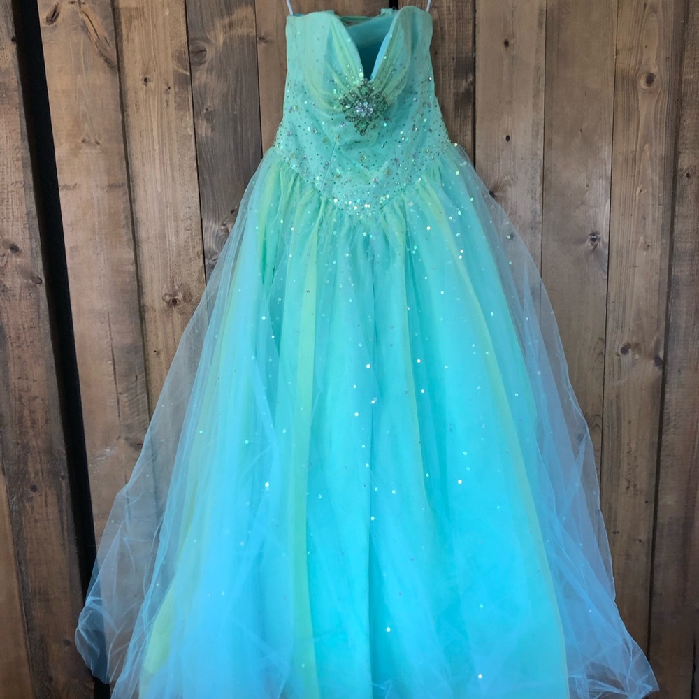 Mint green ball gown